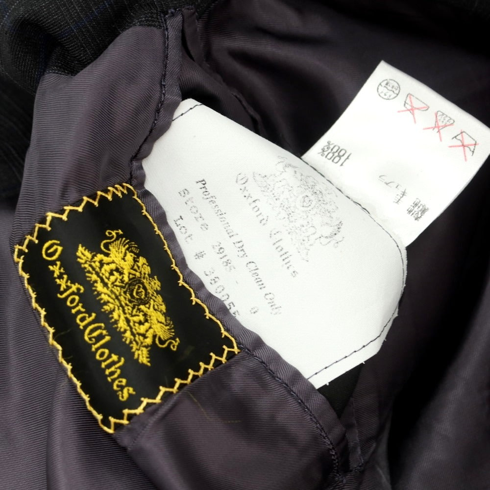 【中古】オックスフォード クローズ Oxxford Clothes ウール チェック 3つボタンスーツ ダークグレー【 上40/下34 】【 状態ランクB 】【 メンズ 】