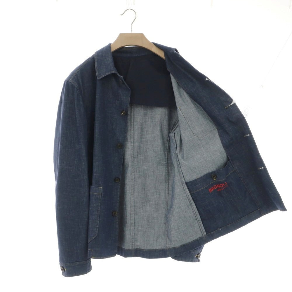 【中古】バニョーリサルトリアナポリ BAGNOLI SARTORIA NAPOLI ストレッチデニム カバーオール ジャケット ネイビー【 50 】【 状態ランクA 】【 メンズ 】