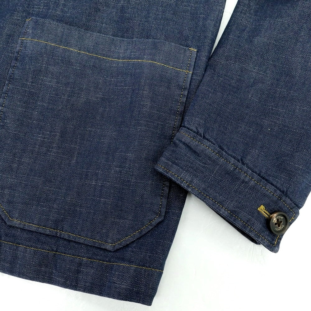 【中古】バニョーリサルトリアナポリ BAGNOLI SARTORIA NAPOLI ストレッチデニム カバーオール ジャケット ネイビー【 50 】【 状態ランクA 】【 メンズ 】