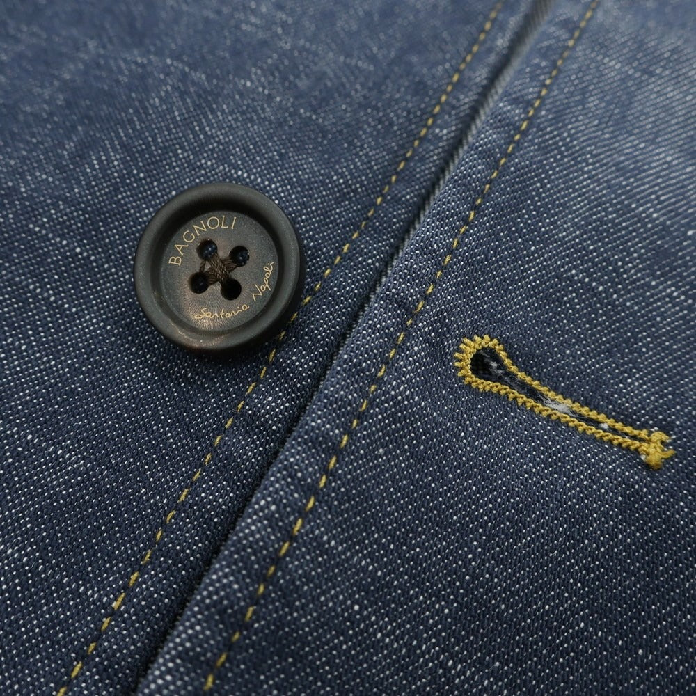 【中古】バニョーリサルトリアナポリ BAGNOLI SARTORIA NAPOLI ストレッチデニム カバーオール ジャケット ネイビー【 50 】【 状態ランクA 】【 メンズ 】