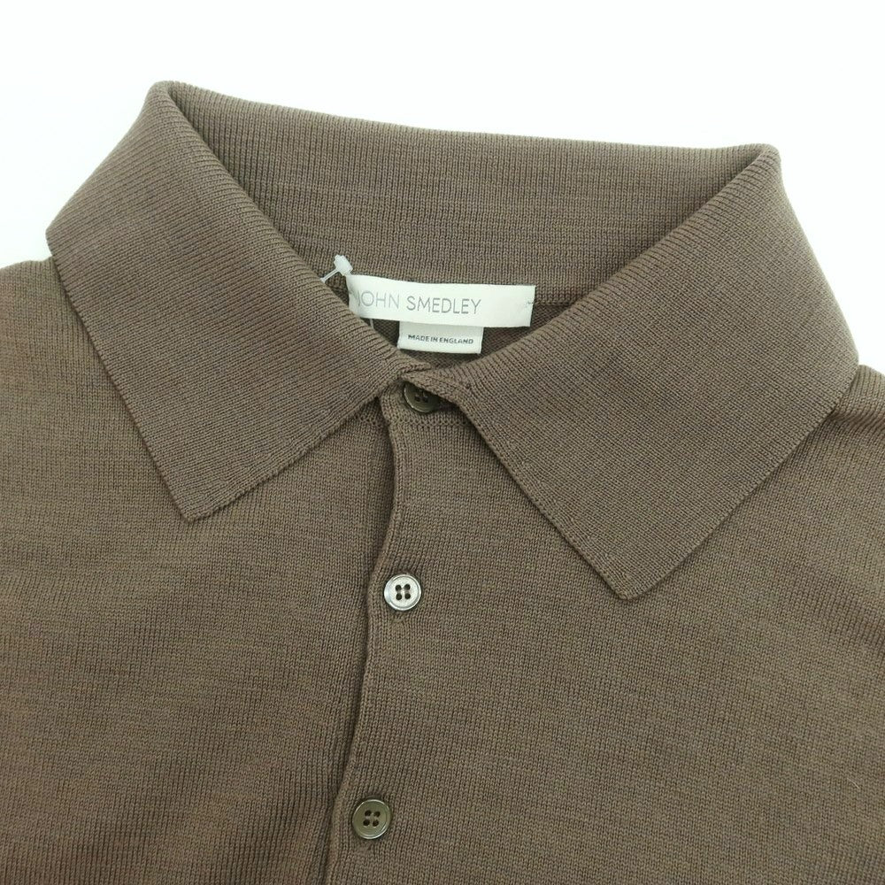 【中古】ジョンスメドレー JOHN SMEDLEY ハイゲージ ウール 長袖 ポロニット グレイッシュカーキ系【 M 】【 状態ランクA 】【 メンズ 】