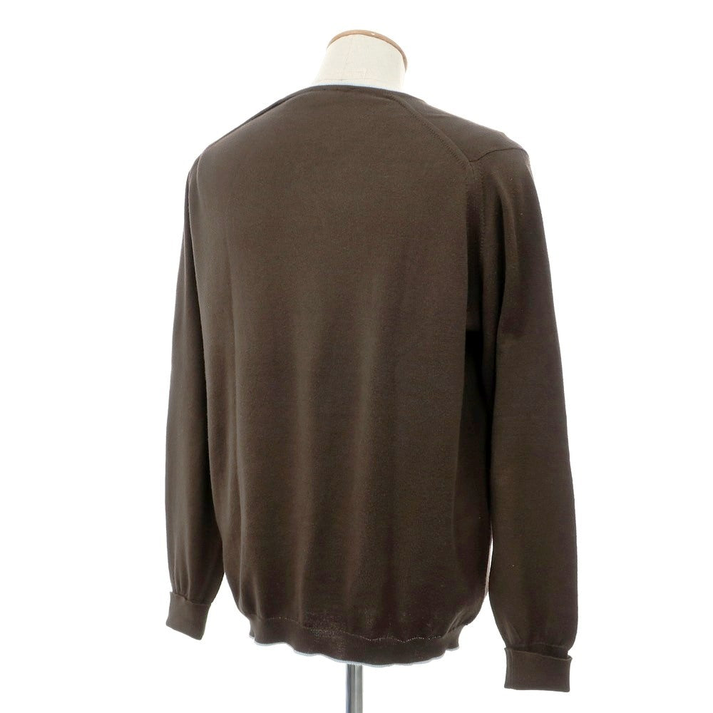 【中古】ジョンスメドレー JOHN SMEDLEY ハイゲージ シーアイランドコットン Vネック プルオーバーニット ダークブラウン【 M 】【 状態ランクC 】【 メンズ 】