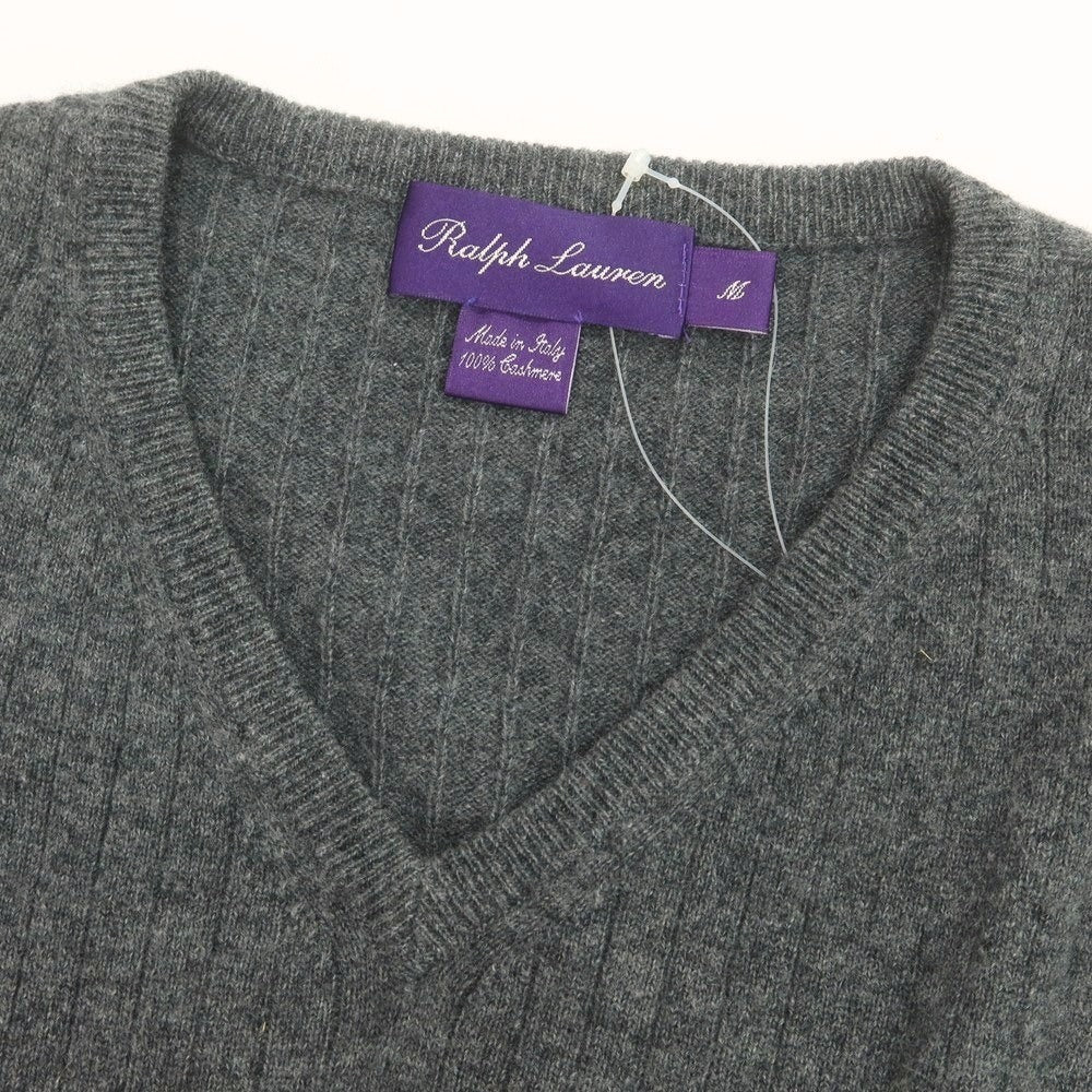 【中古】ラルフローレン パープルレーベル RalphLauren Collection Purple Label カシミヤ Vネック プルオーバーニット グレー【 M 】【 状態ランクB 】【 メンズ 】