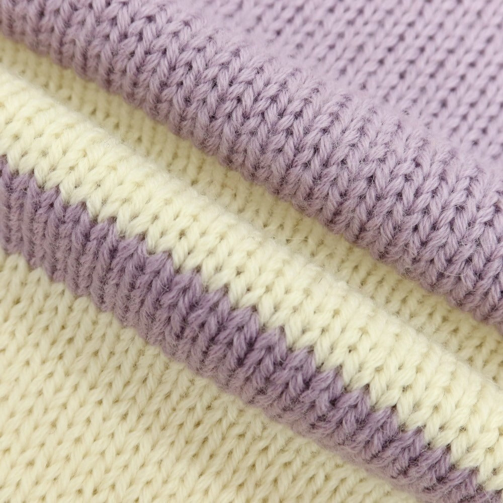 【中古】ドリスヴァンノッテン DRIES VAN NOTEN ウール Vネック ニットベスト ラベンダーxアイボリー【 M 】【 状態ランクB 】【 メンズ 】