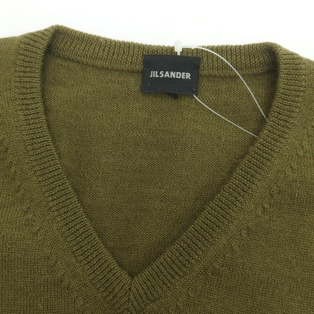 【中古】ジルサンダー JIL SANDER ハイゲージ ウール Vネック ニットベスト オリーブ【 48 】【 状態ランクB 】【 メンズ 】