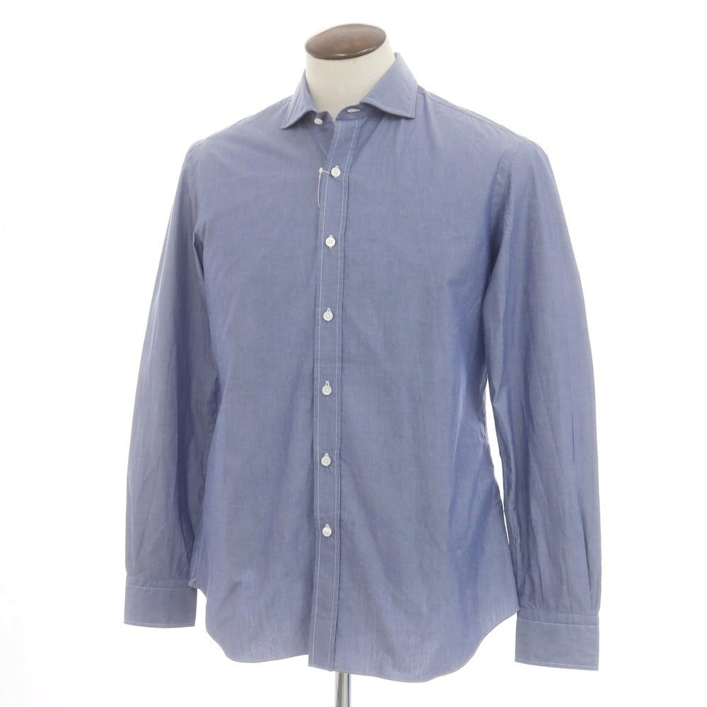 【中古】サルヴァトーレピッコロ Salvatore Piccolo コットン ホリゾンタルカラー ドレスシャツ ライトネイビー【 42 】【 状態ランクB 】【 メンズ 】
