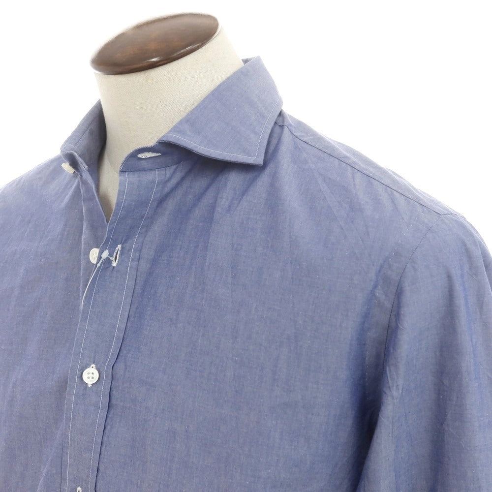 【中古】サルヴァトーレピッコロ Salvatore Piccolo コットン ホリゾンタルカラー ドレスシャツ ライトネイビー【 42 】【 状態ランクB 】【 メンズ 】