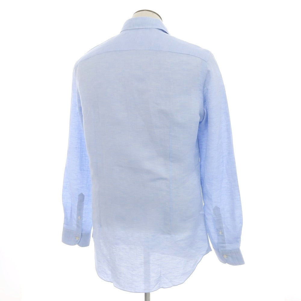 【中古】【未使用】ヴィンツェンツォ ディ ルジエッロ Vincenzo di Ruggiero コットンリネン セミワイドカラー ドレスシャツ ライトブルー【 42 】【 状態ランクS 】【 メンズ 】