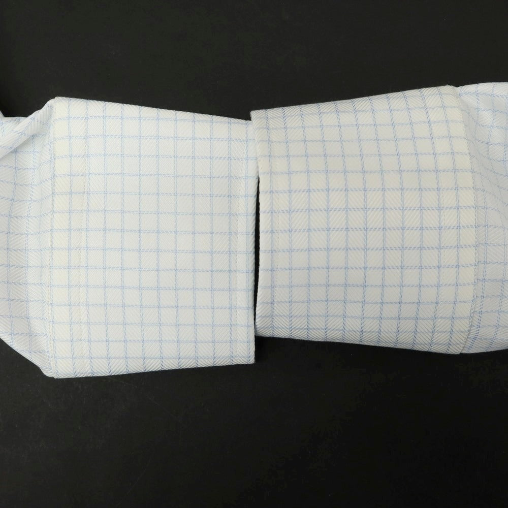 【中古】ルチアーノロンバルディ Luciano Lombardi コットン チェック セミワイドカラー ドレスシャツ ホワイトxライトブルー【 42 】【 状態ランクC 】【 メンズ 】