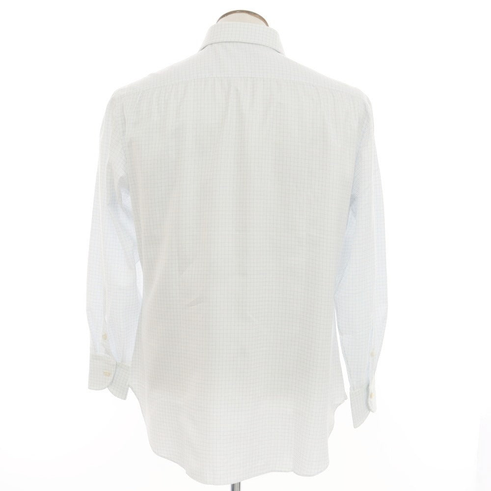 【中古】ルチアーノロンバルディ Luciano Lombardi コットン チェック セミワイドカラー ドレスシャツ ホワイトxライトブルー【 42 】【 状態ランクC 】【 メンズ 】