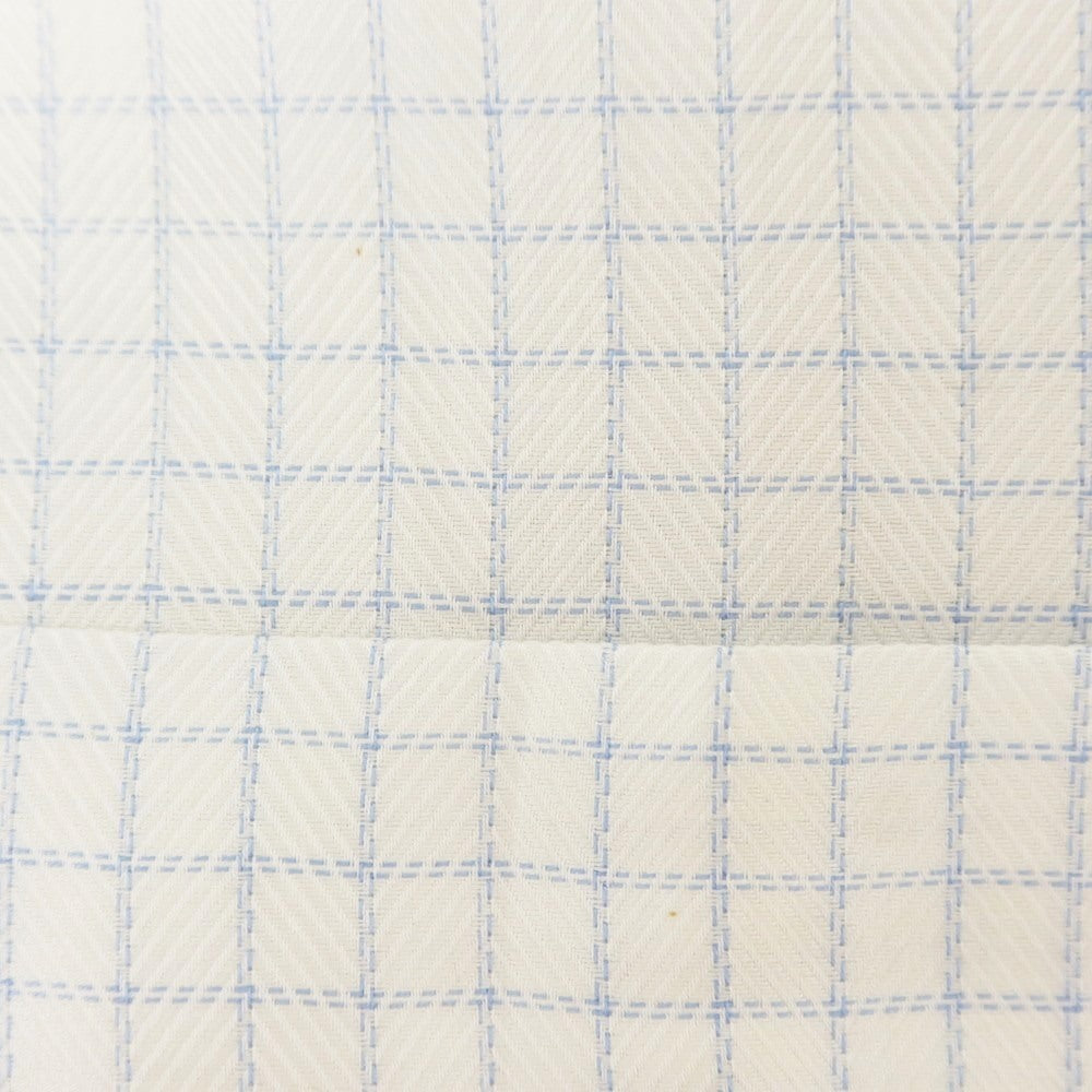 【中古】ルチアーノロンバルディ Luciano Lombardi コットン チェック セミワイドカラー ドレスシャツ ホワイトxライトブルー【 42 】【 状態ランクC 】【 メンズ 】