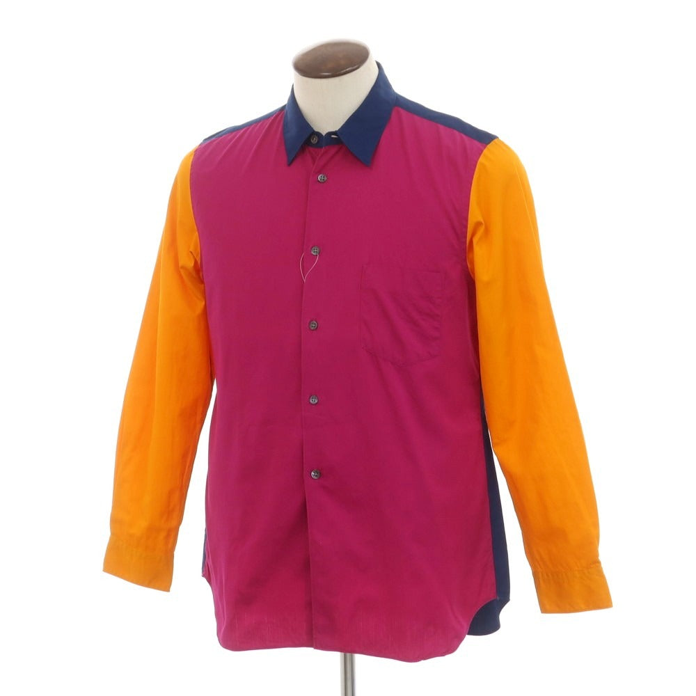 【中古】コムデギャルソンシャツ COMME des GARCONS SHIRT コットン カジュアルシャツ ネイビーxピンクパープル【 L 】【 状態ランクB 】【 メンズ 】