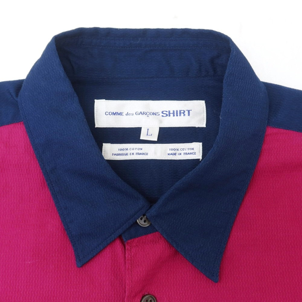 【中古】コムデギャルソンシャツ COMME des GARCONS SHIRT コットン カジュアルシャツ ネイビーxピンクパープル【 L 】【 状態ランクB 】【 メンズ 】