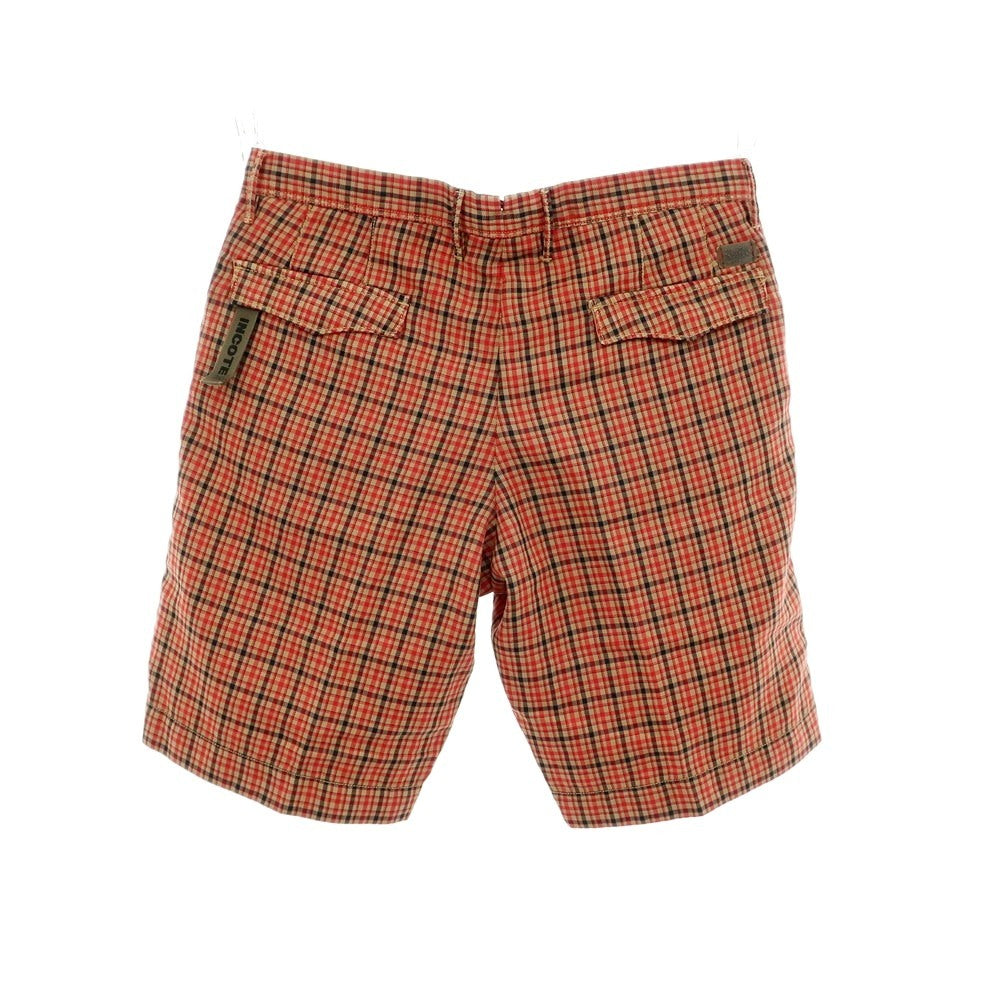 【中古】インコテックス スラックス INCOTEX SLACKS リネンコットン チェック ショートパンツ レッドxベージュ【 35 】【 状態ランクB 】【 メンズ 】