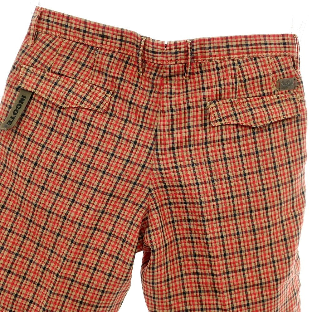 【中古】インコテックス スラックス INCOTEX SLACKS リネンコットン チェック ショートパンツ レッドxベージュ【 35 】【 状態ランクB 】【 メンズ 】