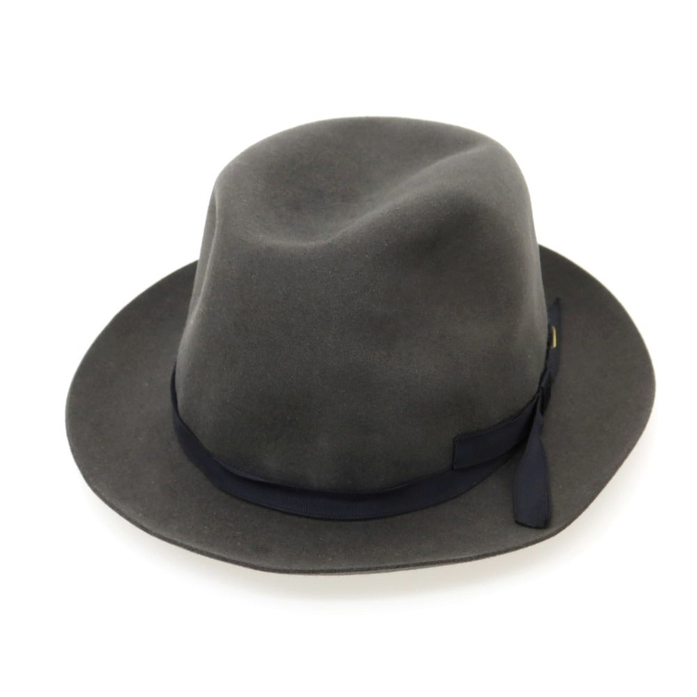 【中古】ボルサリーノ Borsalino ラビット 中折れハット ダークグレー【 60 】【 状態ランクB 】【 メンズ 】