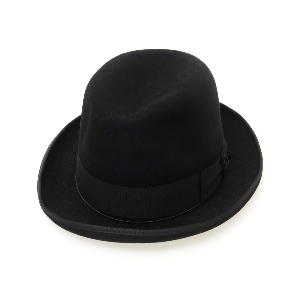 【中古】ボルサリーノ Borsalino RAIN PROOF LINE ラビット 中折れハット ブラック【 60 】【 状態ランクB 】【 メンズ 】