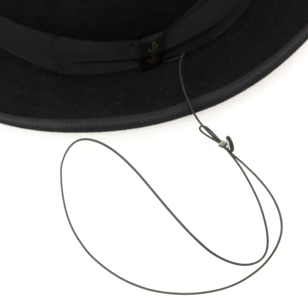 【中古】ボルサリーノ Borsalino RAIN PROOF LINE ラビット 中折れハット ブラック【 60 】【 状態ランクB 】【 メンズ 】