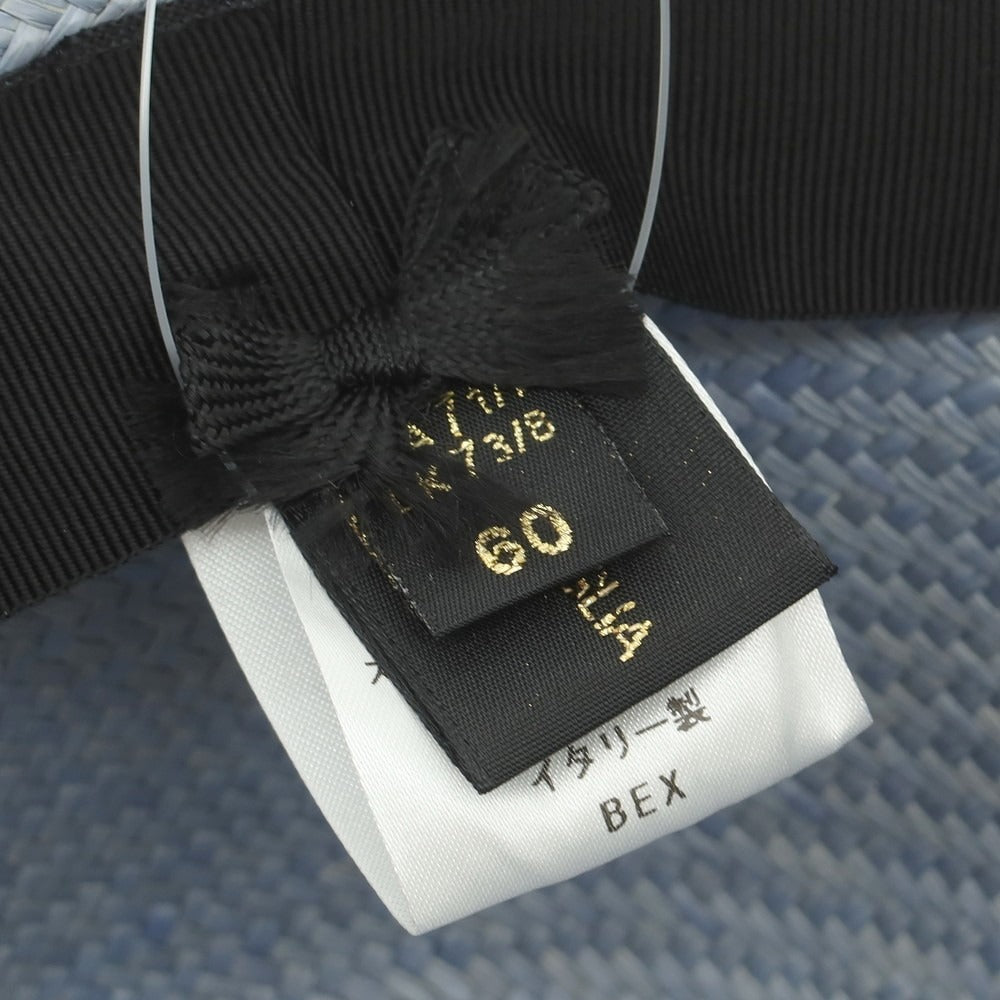 【中古】ボルサリーノ Borsalino ショートブリム パナマハット ライトブルー【 60 】【 状態ランクB 】【 メンズ 】