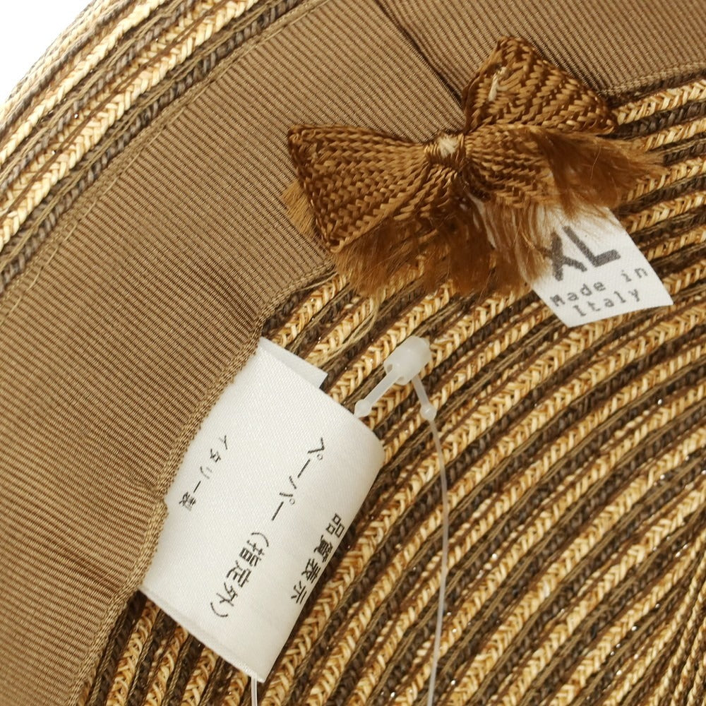 【中古】ボルサリーノ Borsalino ペーパー ストロー ハット ブラウンxベージュ【 XL 】【 状態ランクB 】【 メンズ 】