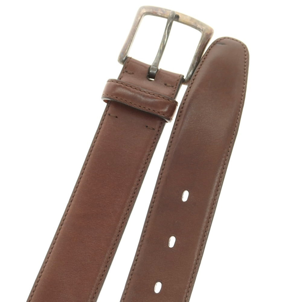【中古】テス TES カーフ シルバーバックル ベルト ダークブラウン【 90 】【 状態ランクB 】【 メンズ 】