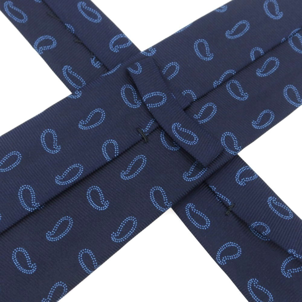 【中古】キートン Kiton クワトロピエゲ シルク ペイズリー小紋柄ネクタイ ネイビーxブルー【 状態ランクB 】【 メンズ 】