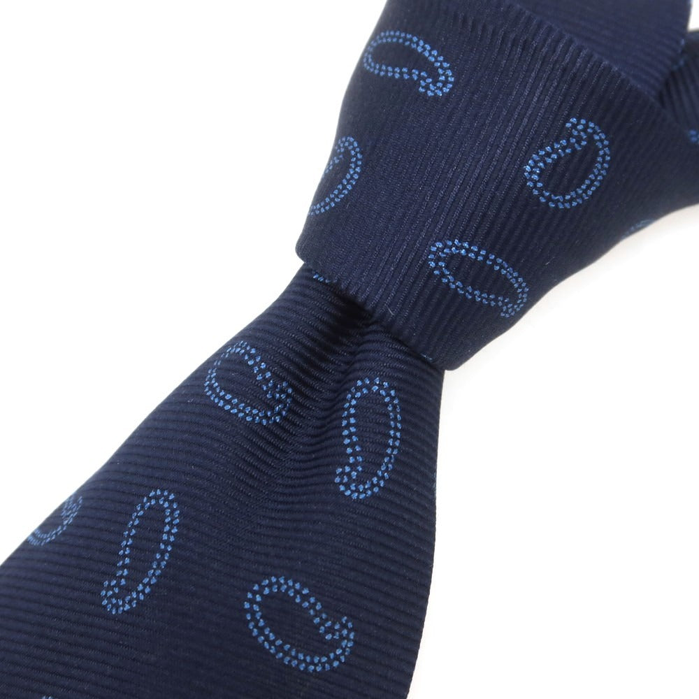 【中古】キートン Kiton クワトロピエゲ シルク ペイズリー小紋柄ネクタイ ネイビーxブルー【 状態ランクB 】【 メンズ 】