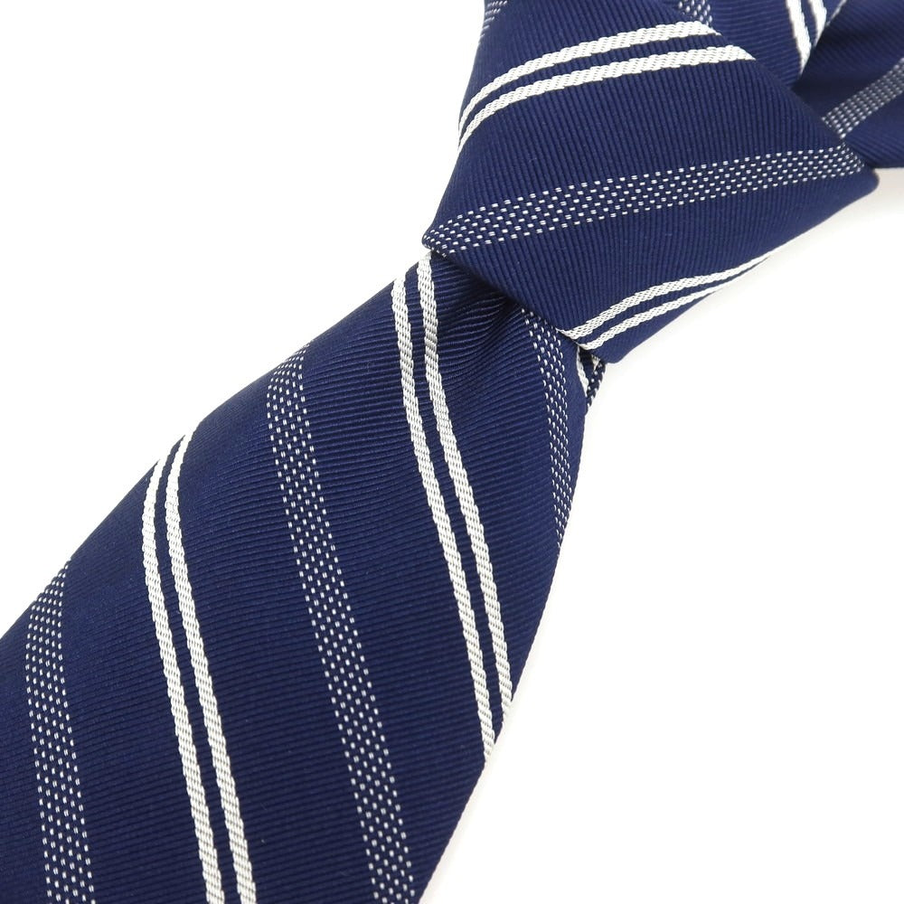 【中古】ニッキー nicky シルクコットン ストライプ柄ネクタイ ネイビーxホワイト【 状態ランクB 】【 メンズ 】