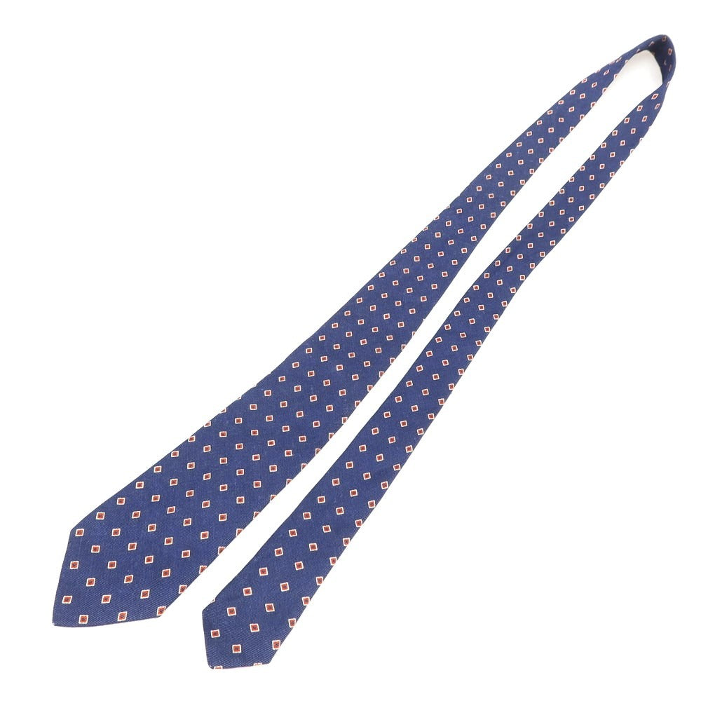【中古】ニッキー nicky シルクリネン 小紋柄ネクタイ ネイビーxレッド系【 状態ランクB 】【 メンズ 】