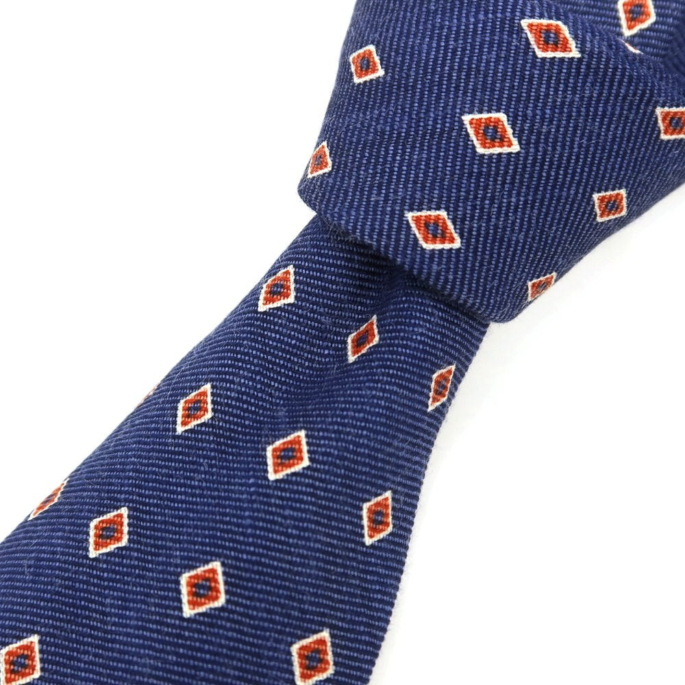 【中古】ニッキー nicky シルクリネン 小紋柄ネクタイ ネイビーxレッド系【 状態ランクB 】【 メンズ 】