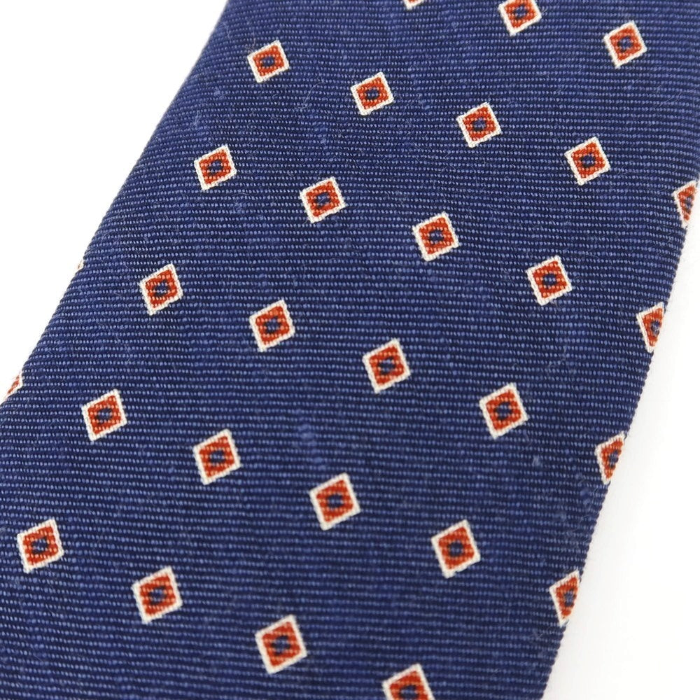 【中古】ニッキー nicky シルクリネン 小紋柄ネクタイ ネイビーxレッド系【 状態ランクB 】【 メンズ 】