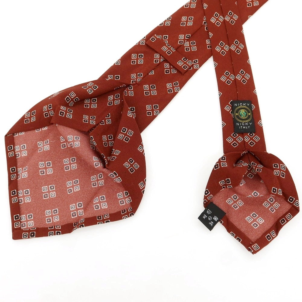 【中古】ニッキー nicky クワトロピエゲ シルク 小紋柄ネクタイ マルーン【 状態ランクB 】【 メンズ 】