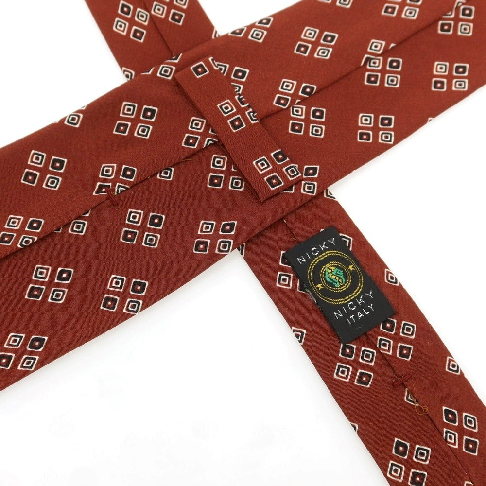 【中古】ニッキー nicky クワトロピエゲ シルク 小紋柄ネクタイ マルーン【 状態ランクB 】【 メンズ 】