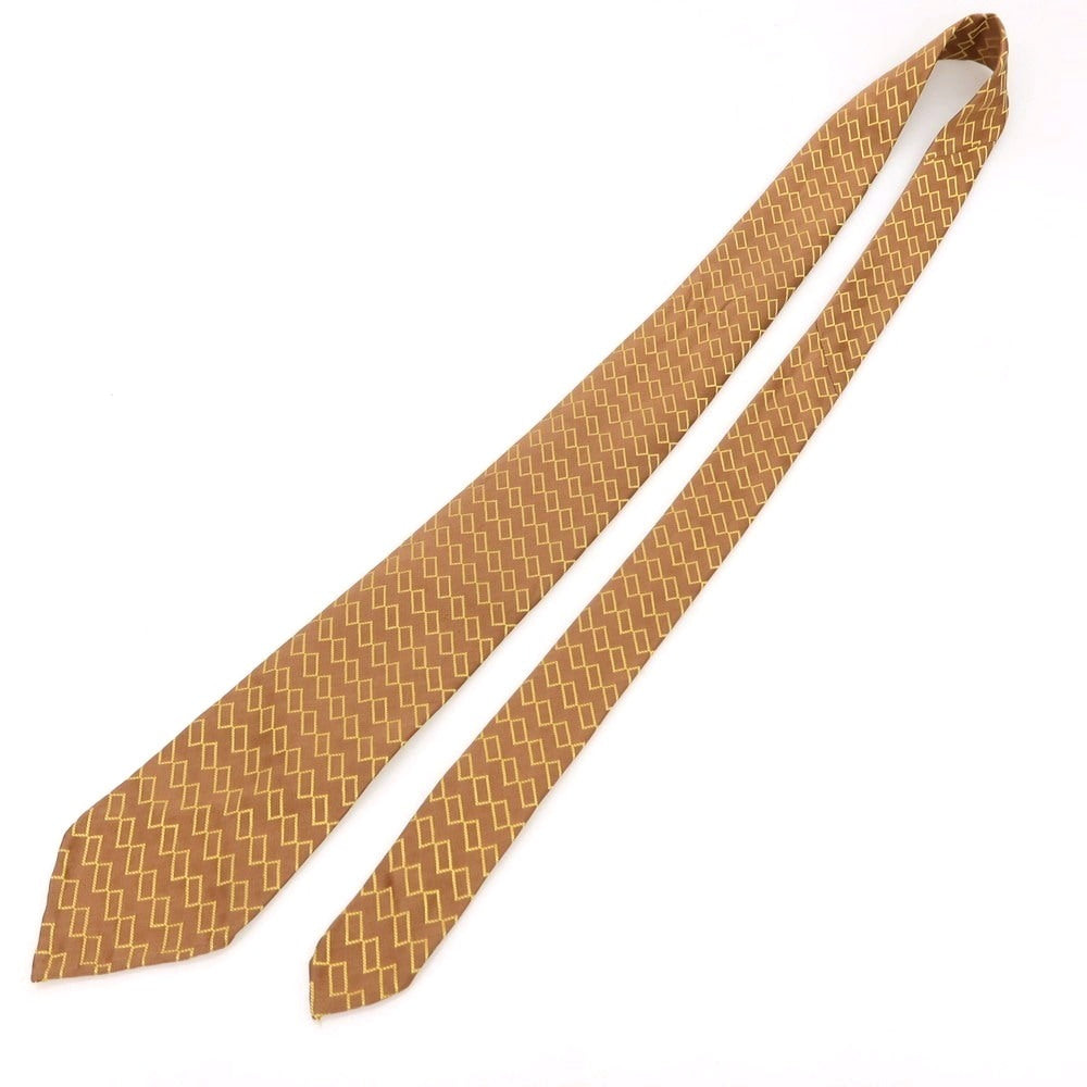 【中古】ピオンボ PIOMBO ジャカード シルク ネクタイ ライトブラウンxイエロー【 状態ランクB 】【 メンズ 】