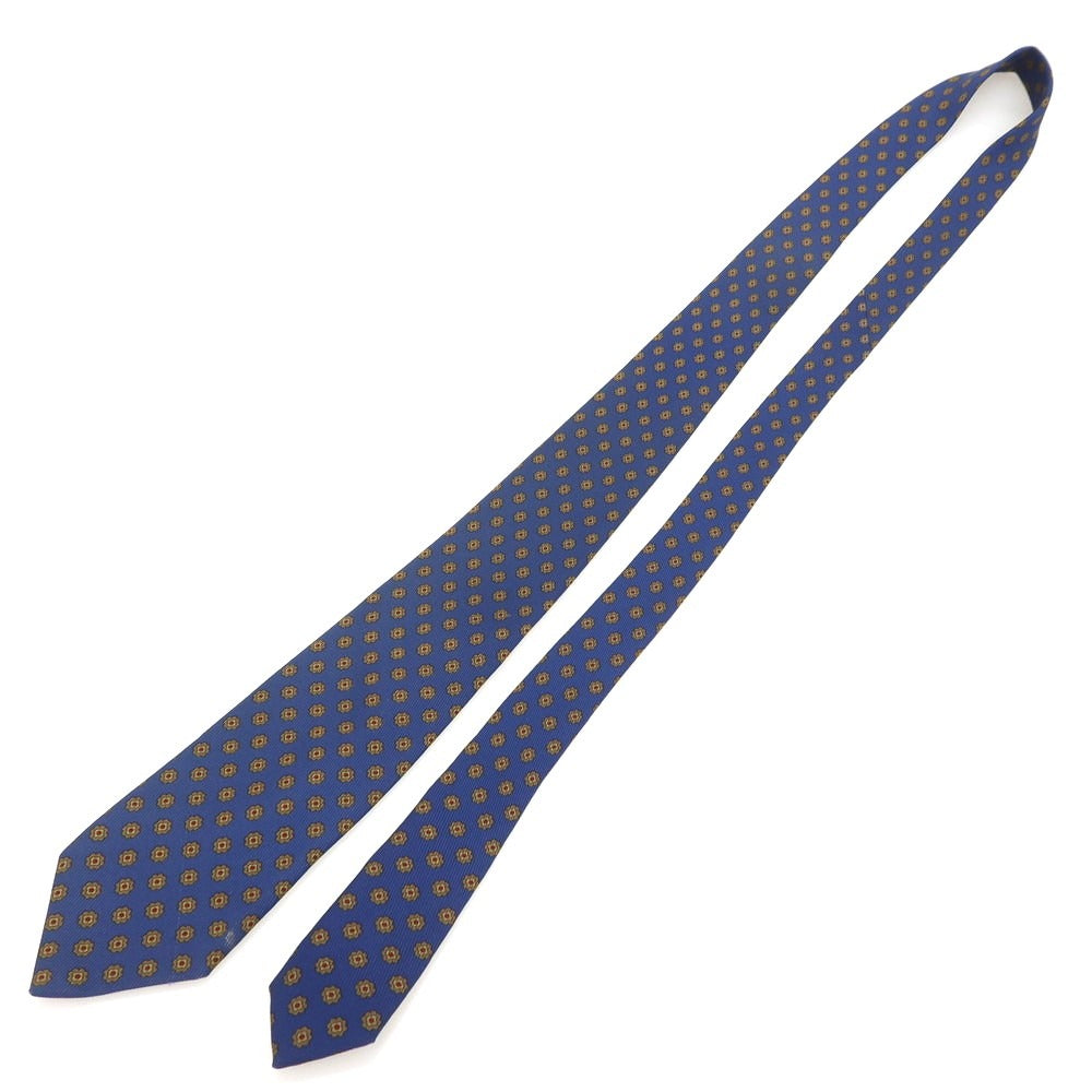 【中古】ステファノ ビジ stefano bigi 50オンスツイルシルク 小紋柄ネクタイ ライトネイビー系xオリーブ【 状態ランクC 】【 メンズ 】