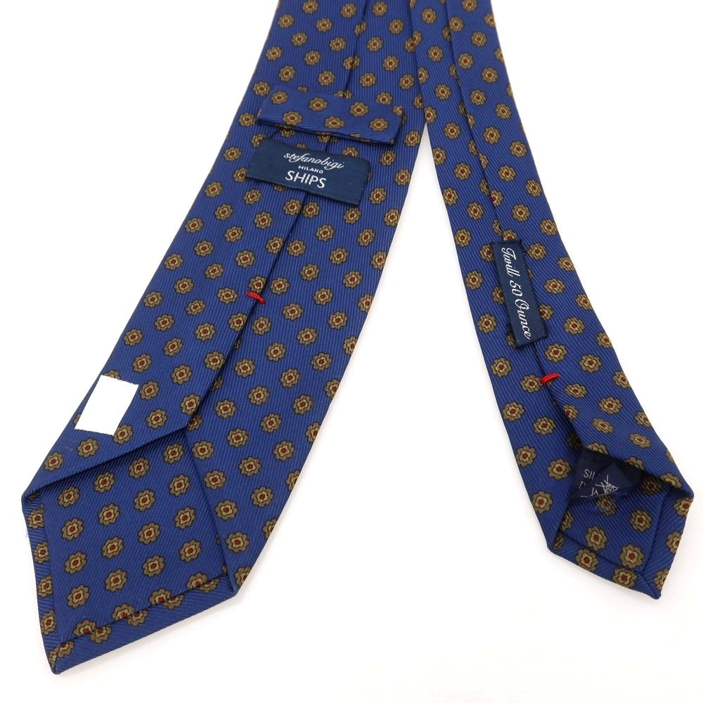 【中古】ステファノ ビジ stefano bigi 50オンスツイルシルク 小紋柄ネクタイ ライトネイビー系xオリーブ【 状態ランクC 】【 メンズ 】