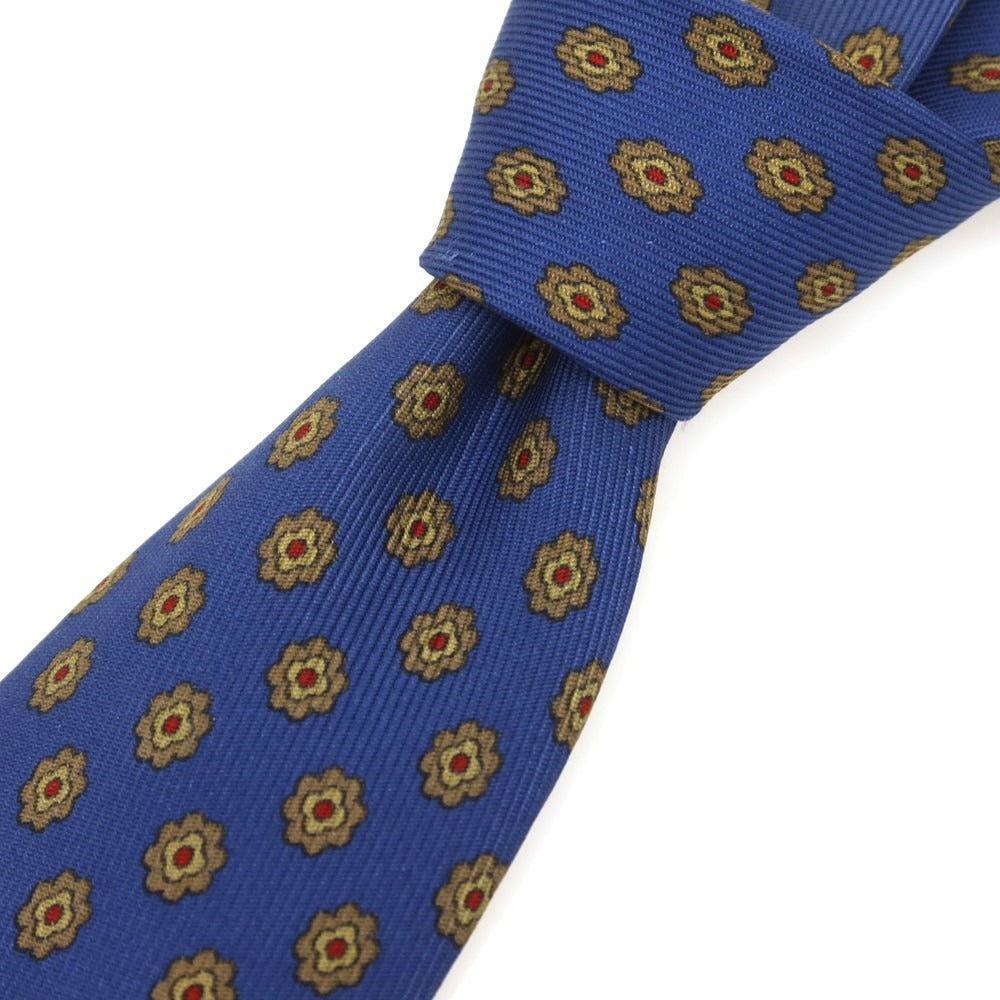 【中古】ステファノ ビジ stefano bigi 50オンスツイルシルク 小紋柄ネクタイ ライトネイビー系xオリーブ【 状態ランクC 】【 メンズ 】