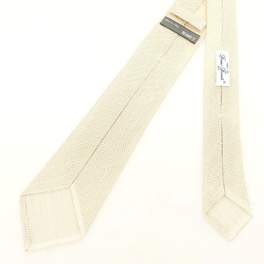 【中古】ビームスエフ BEAMS F シルク フレスコ 無地ネクタイ ベージュ【 状態ランクB 】【 メンズ 】