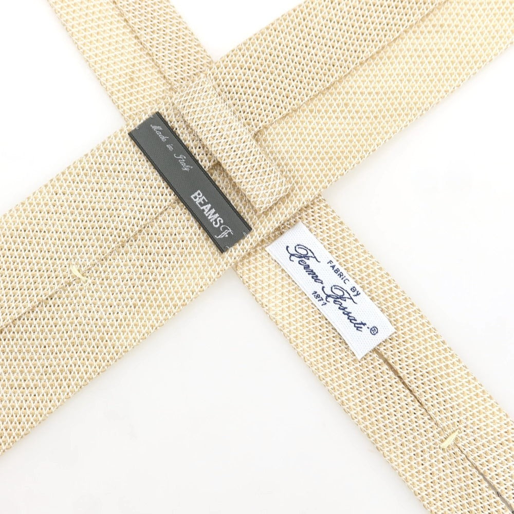 【中古】ビームスエフ BEAMS F シルク フレスコ 無地ネクタイ ベージュ【 状態ランクB 】【 メンズ 】