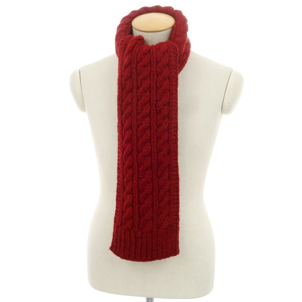【中古】ラルフローレン RALPH LAUREN ウール ケーブル編み マフラー ダークレッド【 状態ランクB 】【 メンズ 】