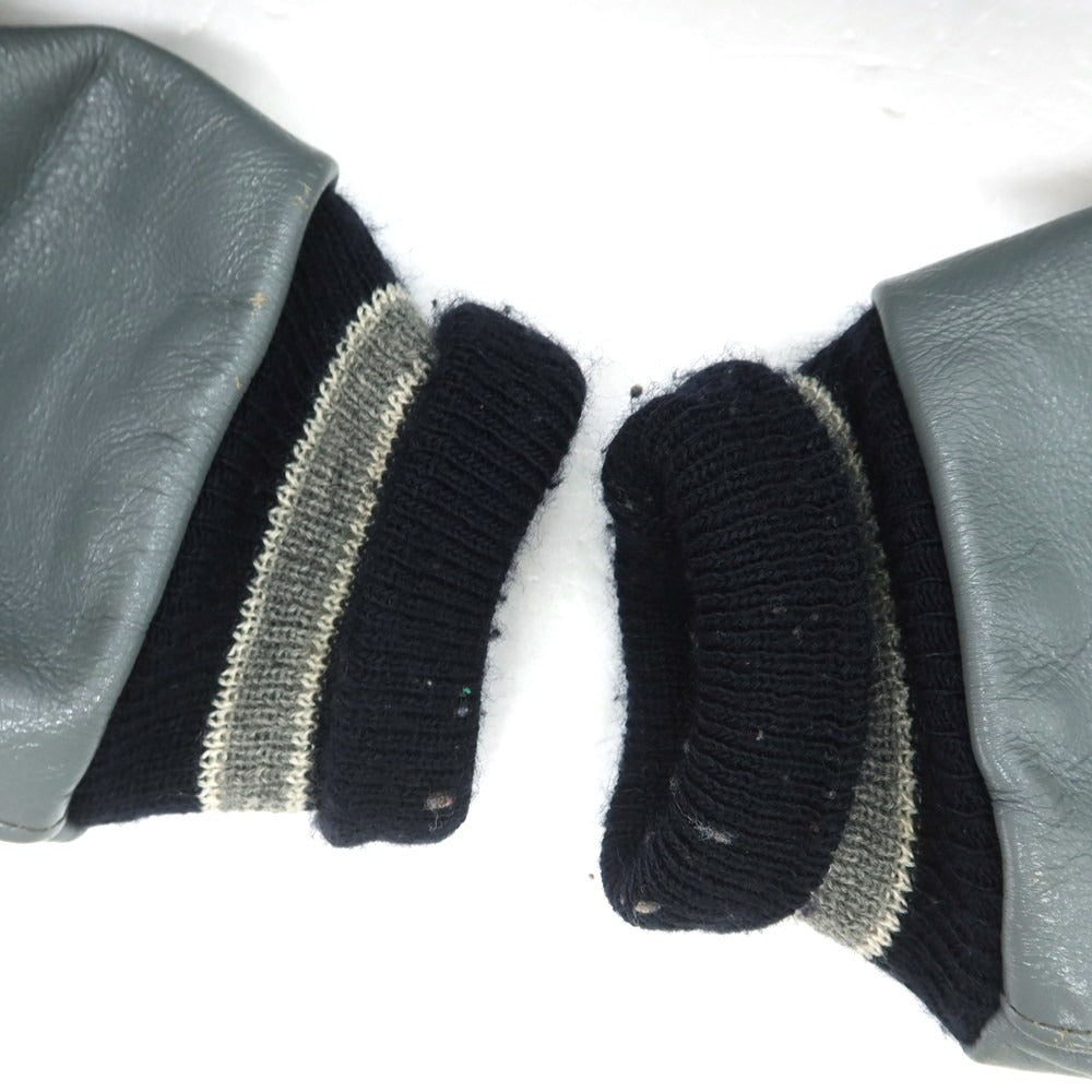 【中古】デロング Delong ウール×レザー スタジャン ネイビーxグレー【 34 】【 状態ランクC 】【 メンズ 】