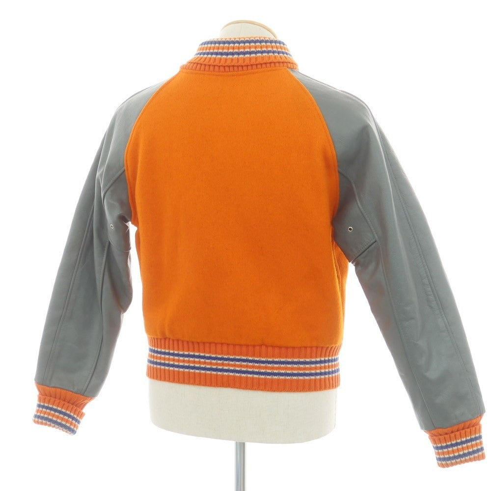 【中古】ティーエム アスレチックス TM ATHLETICS ウール×レザー 中綿入り スタジャン オレンジxグレー【 36 】【 状態ランクC 】【 メンズ 】