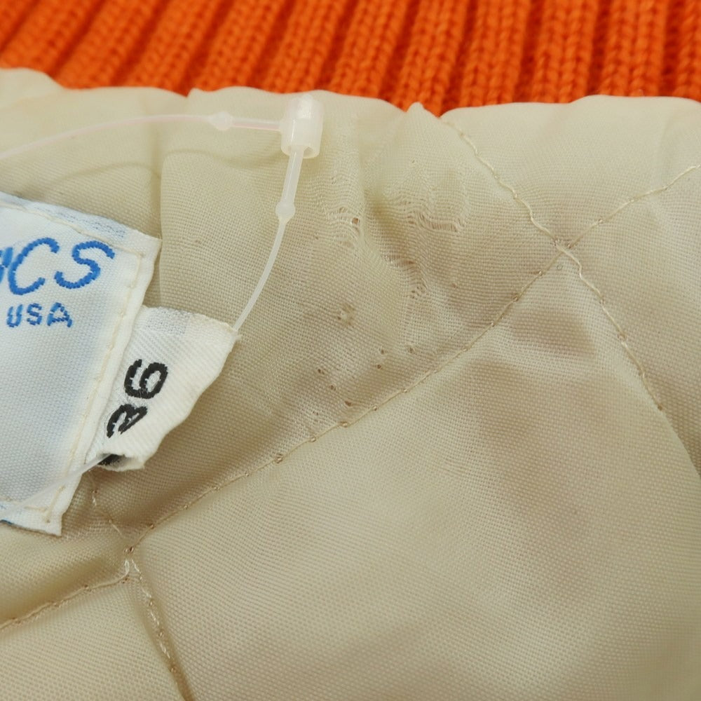 【中古】ティーエム アスレチックス TM ATHLETICS ウール×レザー 中綿入り スタジャン オレンジxグレー【 36 】【 状態ランクC 】【 メンズ 】