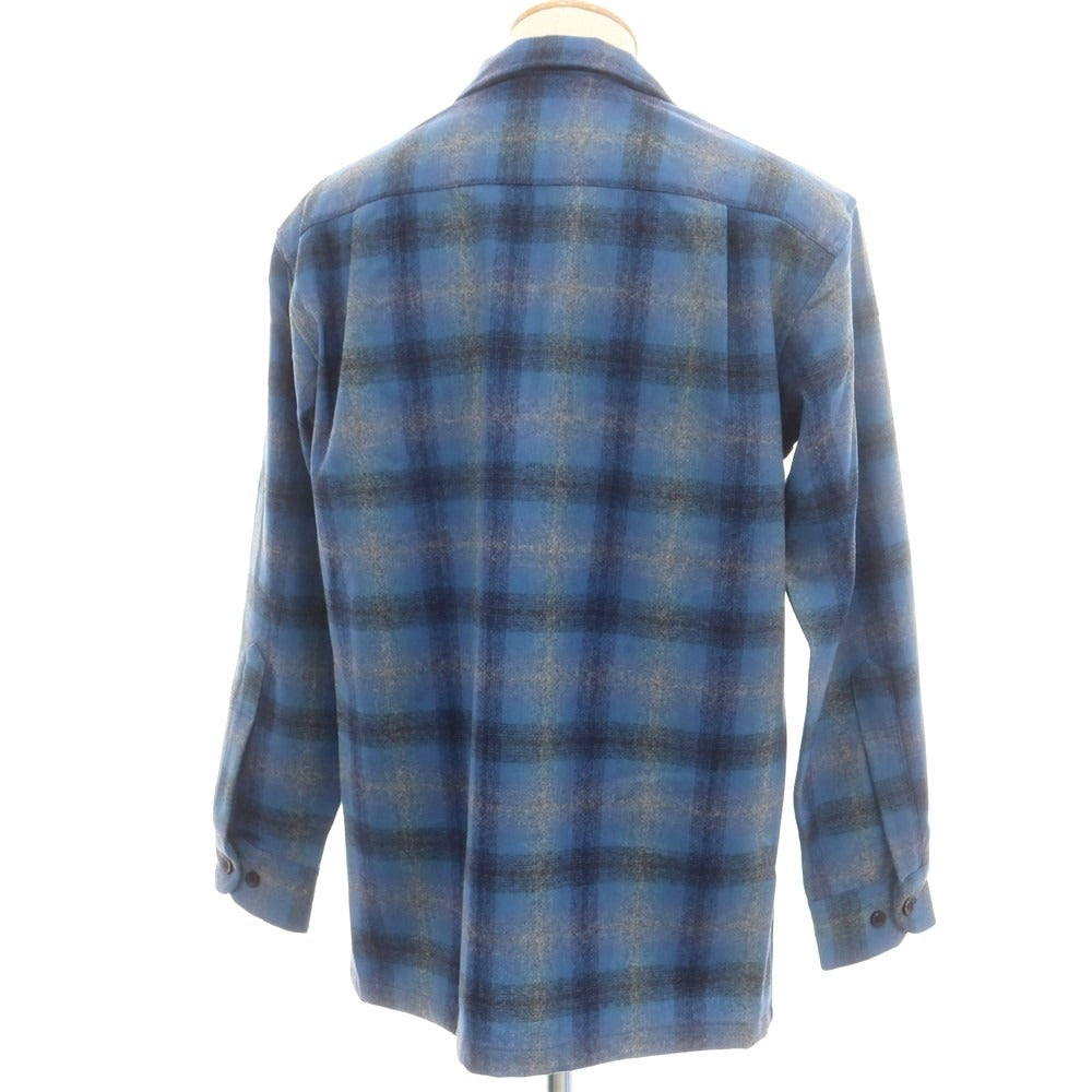【中古】【未使用】ペンドルトン PENDLETON BOARD SHIRT バージンウール チェック オープンカラー カジュアルシャツ ブルーxグレー×ネイビー【 S 】【 状態ランクS 】【 メンズ 】
