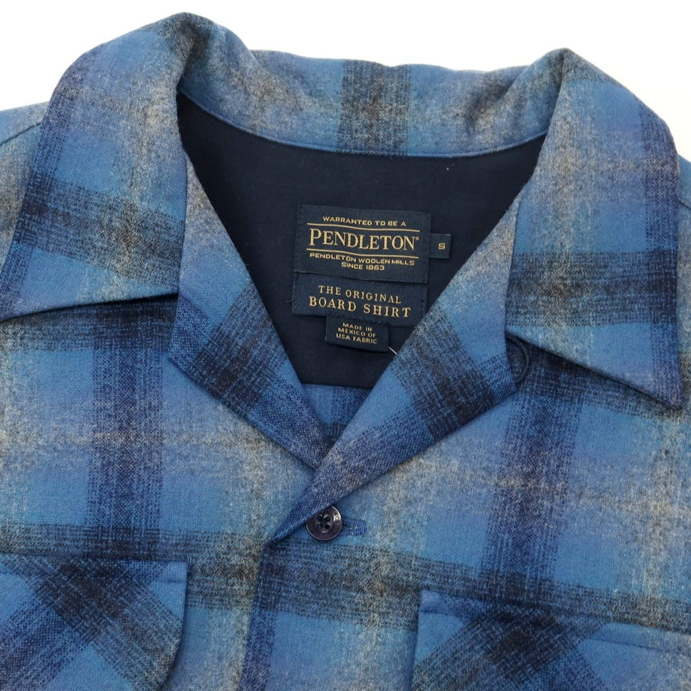 【中古】【未使用】ペンドルトン PENDLETON BOARD SHIRT バージンウール チェック オープンカラー カジュアルシャツ ブルーxグレー×ネイビー【 S 】【 状態ランクS 】【 メンズ 】