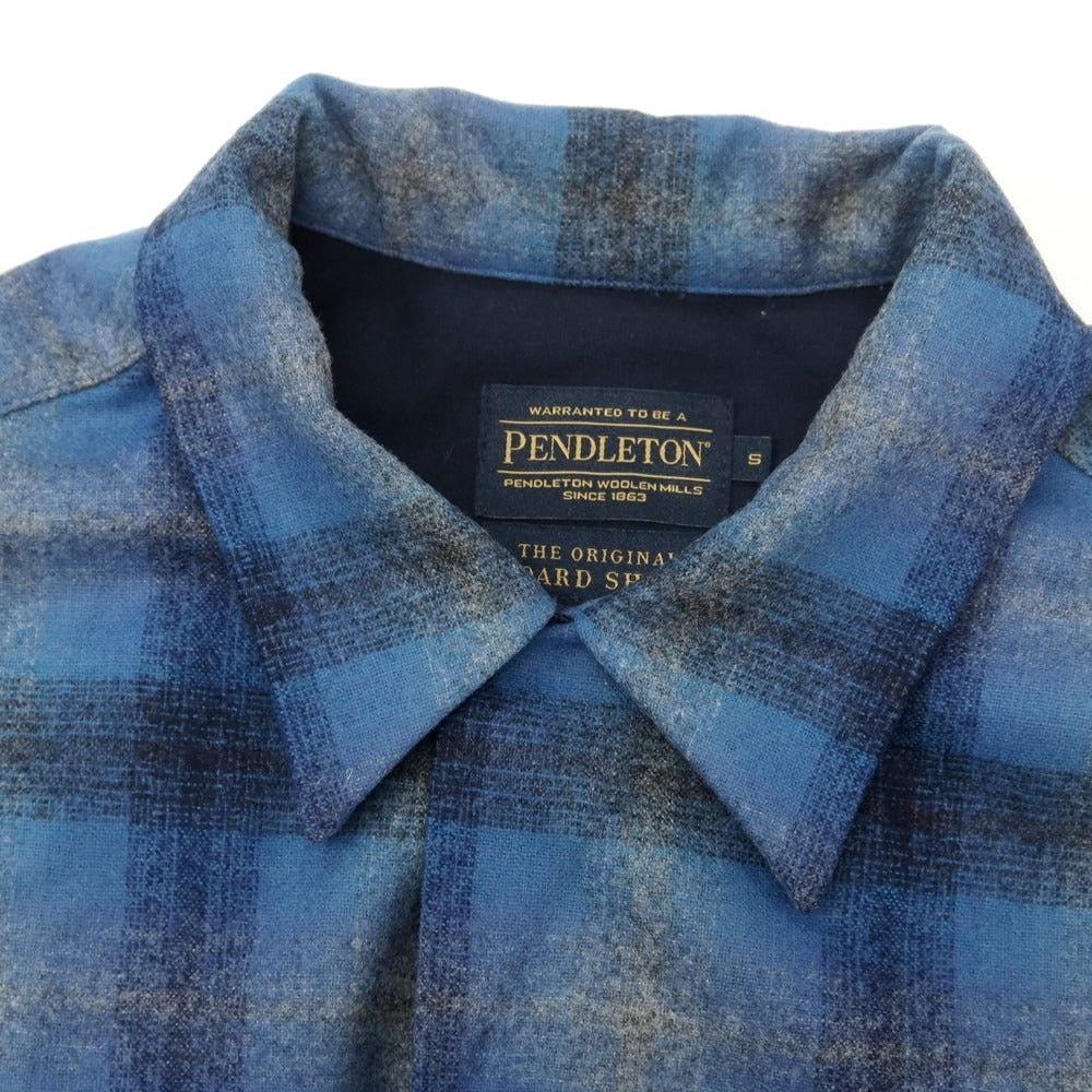 【中古】【未使用】ペンドルトン PENDLETON BOARD SHIRT バージンウール チェック オープンカラー カジュアルシャツ ブルーxグレー×ネイビー【 S 】【 状態ランクS 】【 メンズ 】