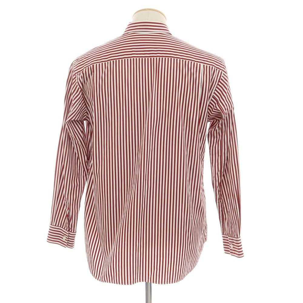 【中古】コムデギャルソンシャツ COMME des GARCONS SHIRT 2022年秋冬 コットン ストライプ カジュアルシャツ ダークレッドxホワイト【 S 】【 状態ランクB 】【 メンズ 】