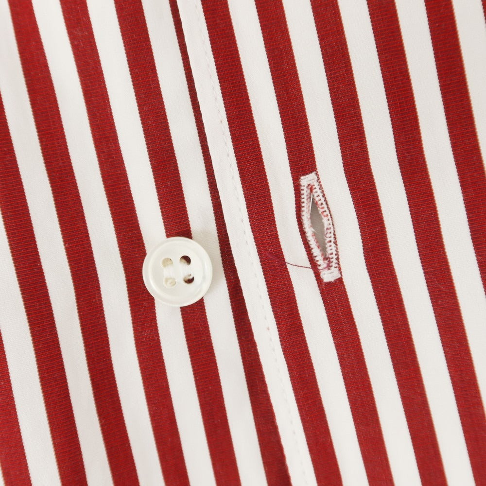 【中古】コムデギャルソンシャツ COMME des GARCONS SHIRT 2022年秋冬 コットン ストライプ カジュアルシャツ ダークレッドxホワイト【 S 】【 状態ランクB 】【 メンズ 】