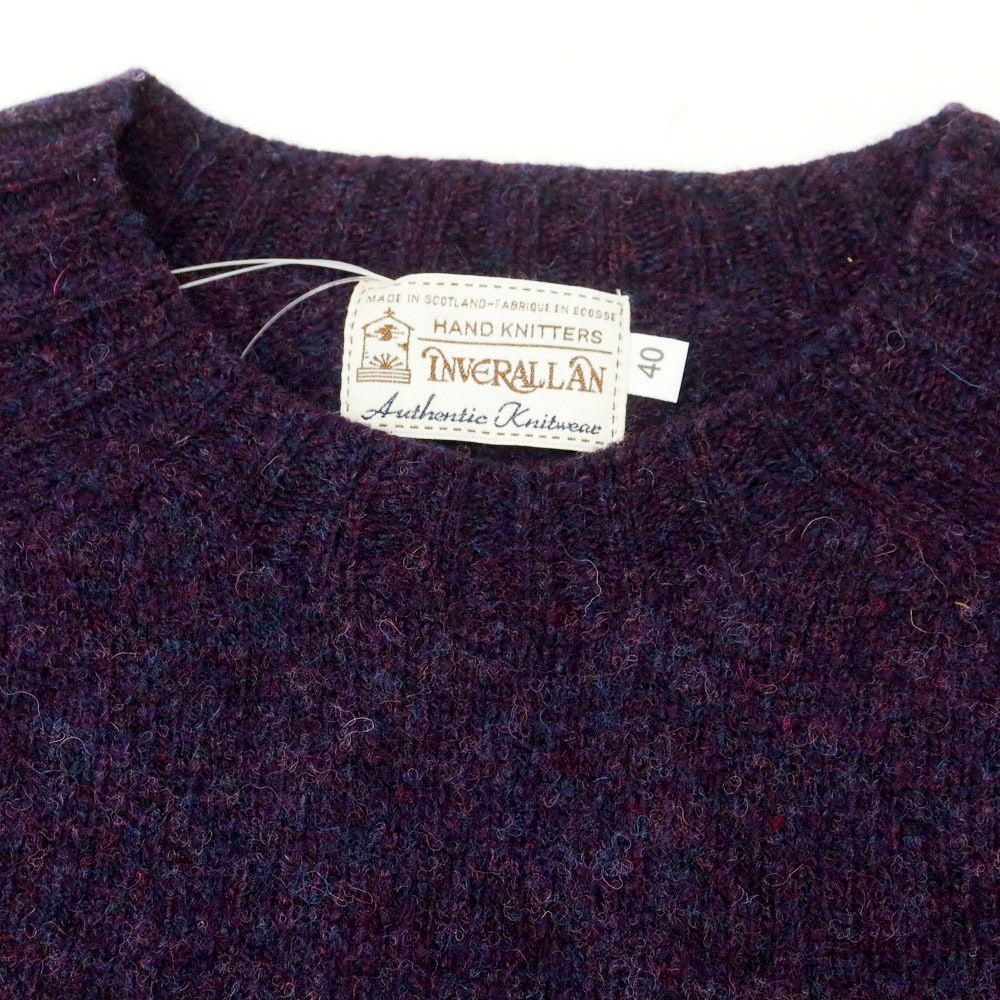 【中古】【未使用】インバーアラン INVERALLAN ウール クルーネック プルオーバーニット ダークパープル【 40 】【 状態ランクS 】【 メンズ 】