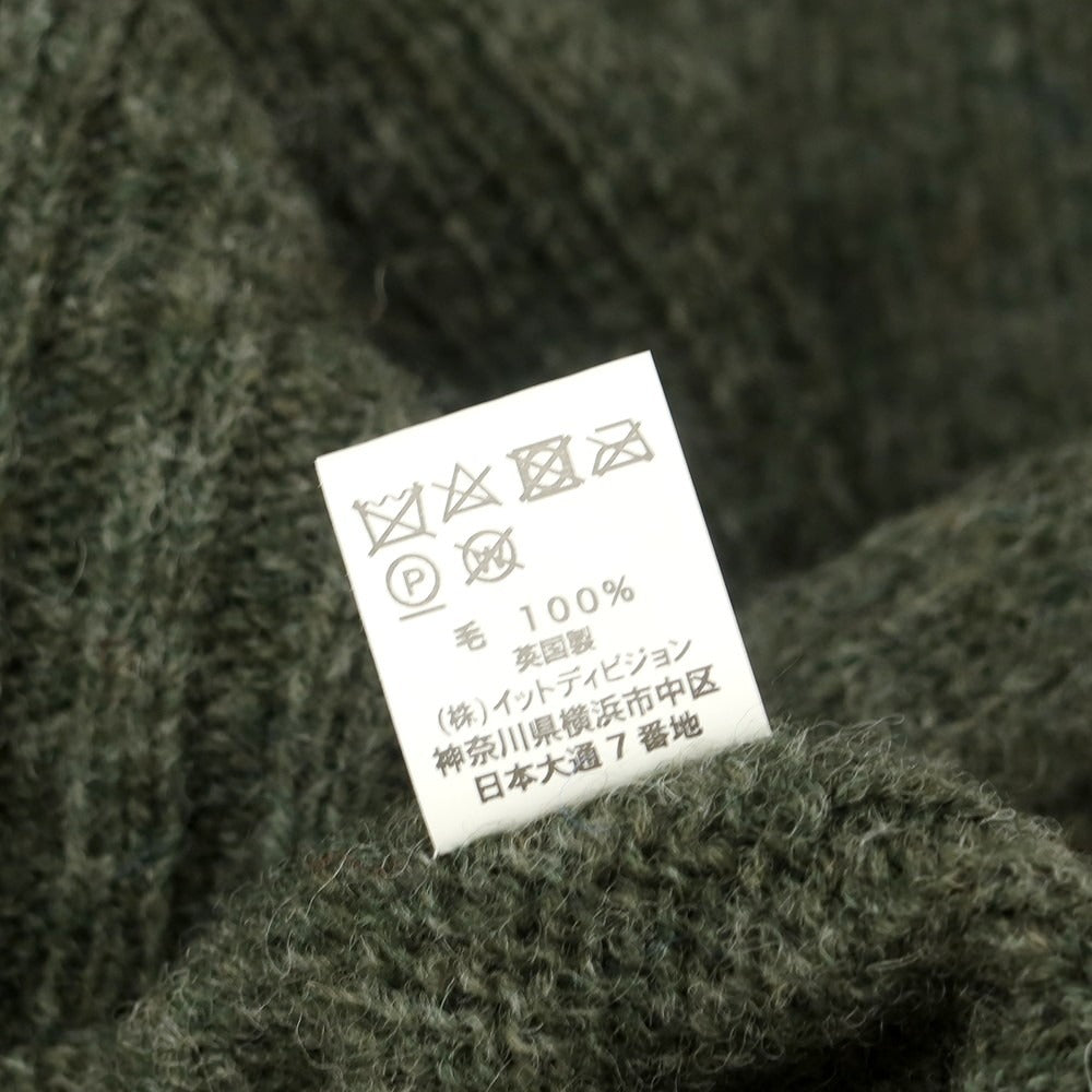 【中古】【未使用】インバーアラン INVERALLAN ウール クルーネック プルオーバーニット オリーブ【 40 】【 状態ランクS 】【 メンズ 】